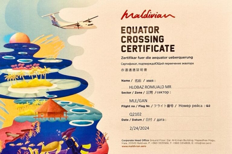 Equator Crossing Certificate